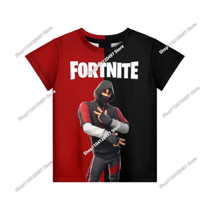 Лятна модна детска тениска с Fortnite талисман и 3D принт, ежедневна T-shirt за момчета и момичета, унисекс детско облекло, горнище