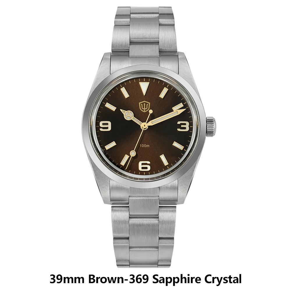 Watchdives WD1016 V3 kvarc karóra, 37 mm-es rozsdamentes acél tok, zafírüveg, vintage stílusú karóra, VH31 Sweep mozgás, 100 m vízálló férfi karóra