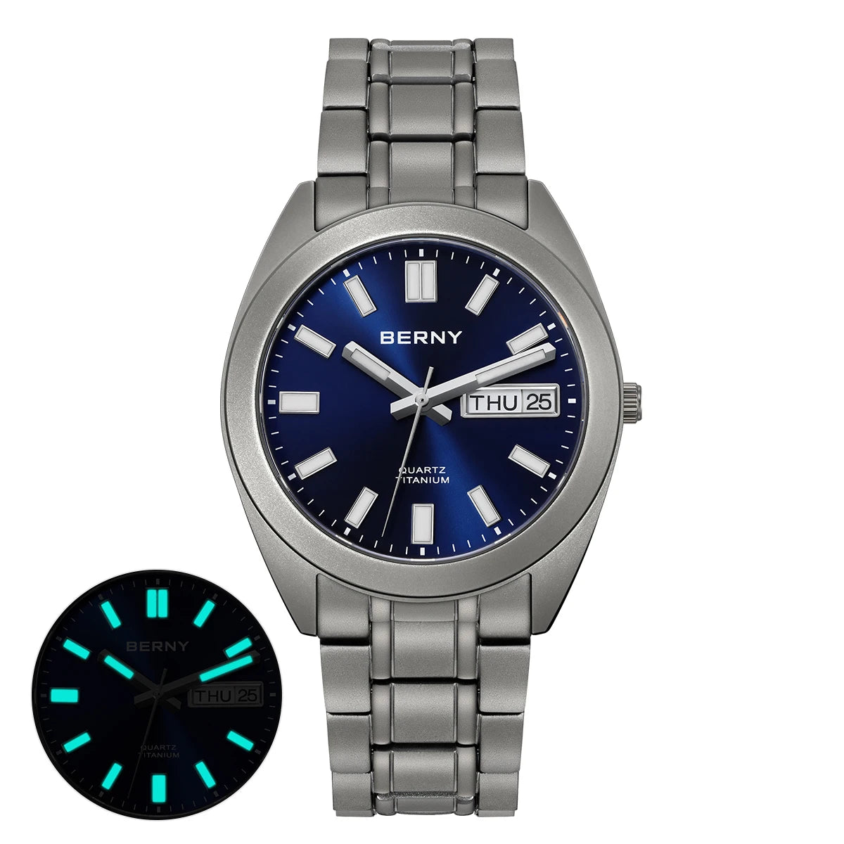BERNY Titanium Watch for Men Super Light Weight Wristwatch Super Luminous Sapphire 10ATM Waterproof Sport Field Quartz Watches