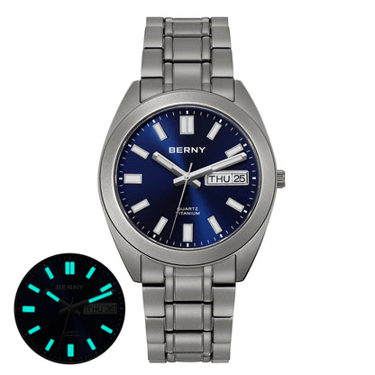 BERNY Titanium Watch for Men Super Light Weight Wristwatch Super Luminous Sapphire 10ATM Waterproof Sport Field Quartz Watches