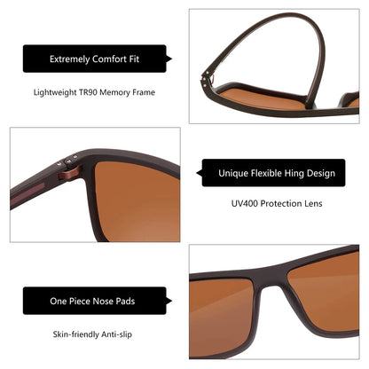 ZENOTTIC Polarized Sunglasses for Men Shades Lightweight TR90 Frame UV400 Protection Square Outdoor Trave Driving Sun Glasses