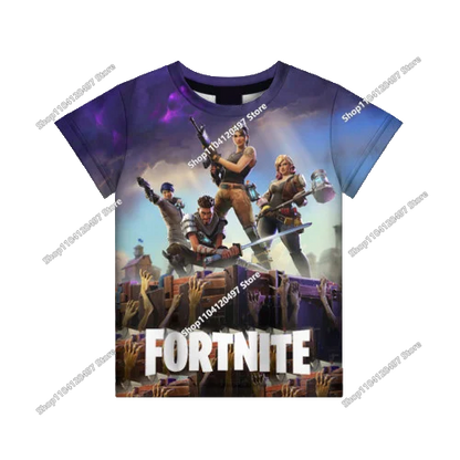 Лятна модна детска тениска с Fortnite талисман и 3D принт, ежедневна T-shirt за момчета и момичета, унисекс детско облекло, горнище