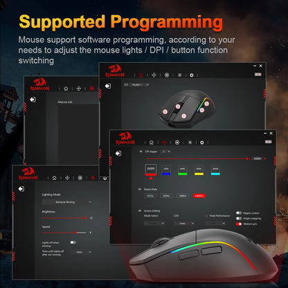 REDRAGON DEICIDE M816 PRO RGB USB gaming miš s podrškom za Bluetooth i 2.4G bežično povezivanje, 26000 DPI, 6 tipki, za gamere, žičani miš za računalo