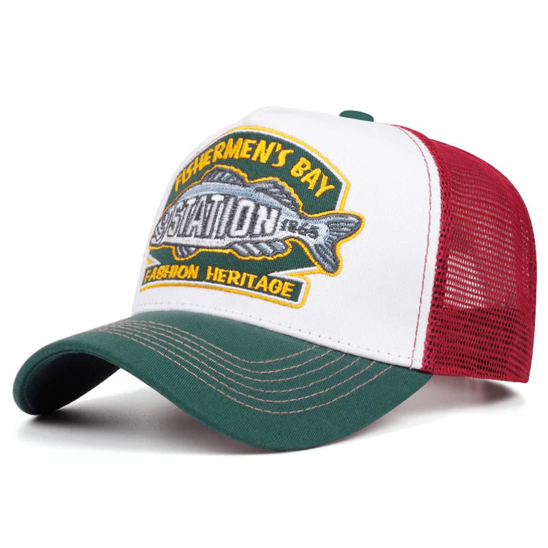 2025 New STATION Fishbone Embroidery Men's Street Skateboarding Hip Hop Hat Truck Hat Women's Leisure Sunshade Hat Baseball Hat