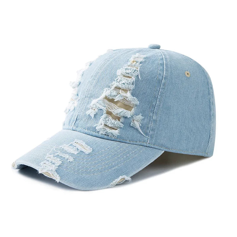 Gorra de béisbol de denim lavado para mujer y hombre, con visera, transpirable, para primavera y verano, gorra vintage con cierre a presión para mujer