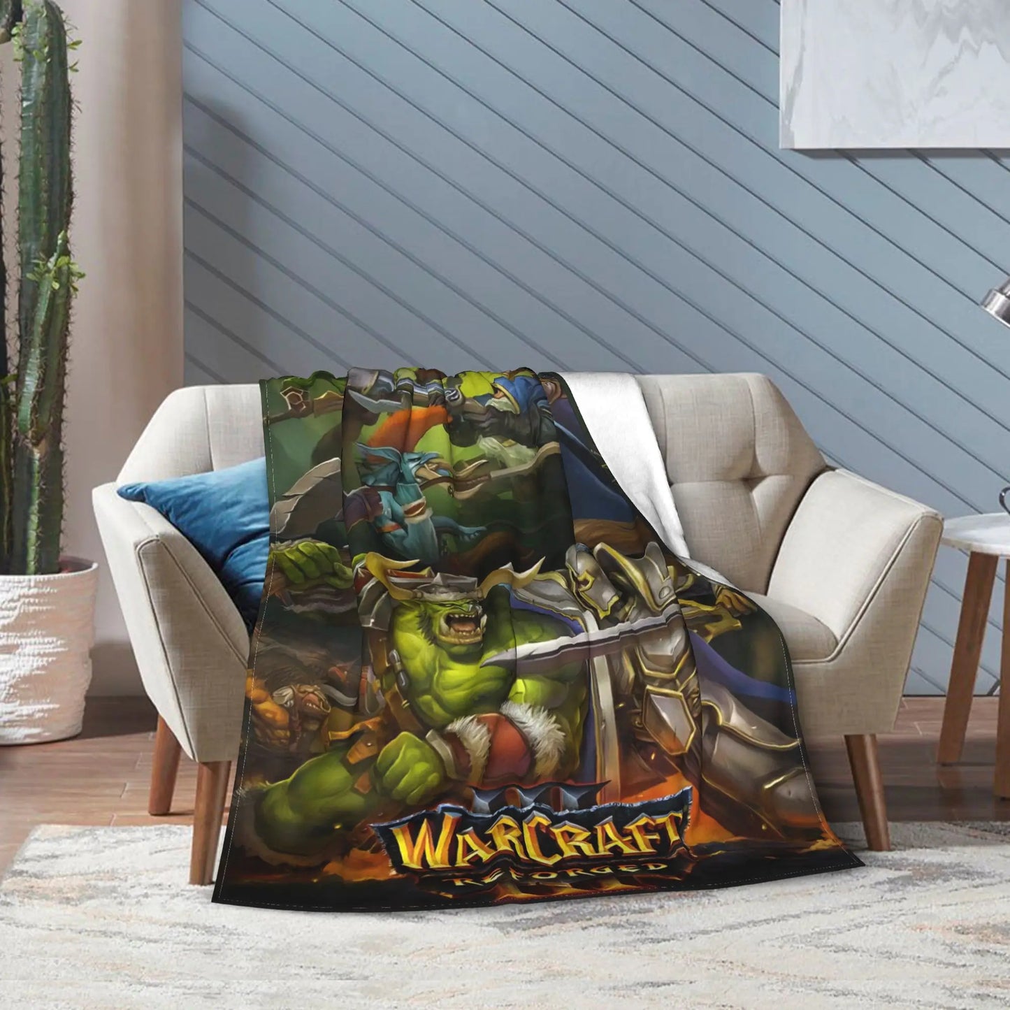 Warm Blanket Office WOW World of Warcraft Arthas Retro Game Throw Blanket Flannel Bedspread For Living Room Sofa Bed Cover