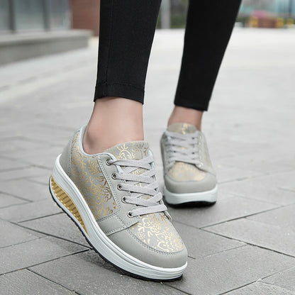 Women’s Leather Casual Sneakers Fashion Comfortable Platform Walking Shoes Wedge Moccasins Breathable Loafers Zapatos De Mujer