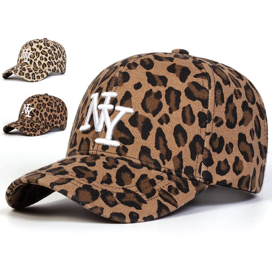 Unisex Letter Embroidery Leopard Print Baseball Caps Spring Autumn Outdoor Adjustable Casual Hats Sunscreen Hat Sports Cap