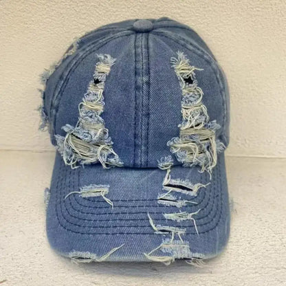 Gorra de béisbol de denim lavado para mujer y hombre, con visera, transpirable, para primavera y verano, gorra vintage con cierre a presión para mujer