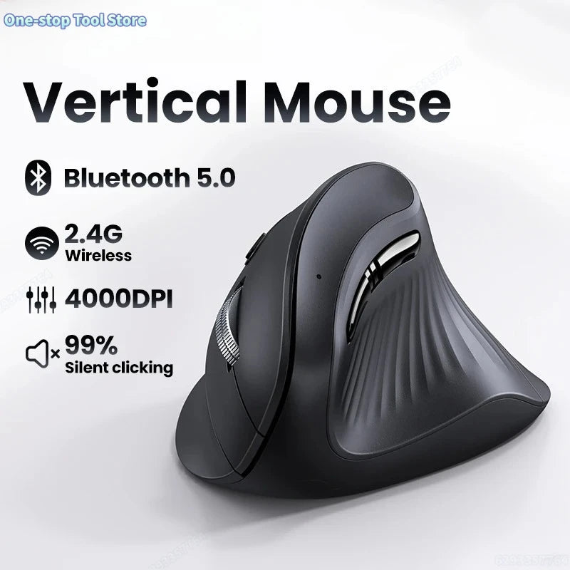 Mouse Wireless Bluetooth 5.0 2.4G Ergonomic 4000DPI 6 Mute Buttons for MacBook Tablet Laptops Computer PC Mice