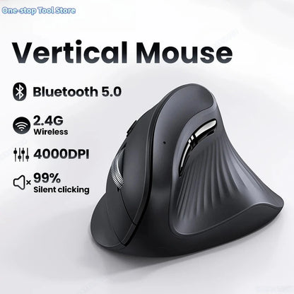 Mouse Wireless Bluetooth 5.0 2.4G Ergonomic 4000DPI 6 Mute Buttons for MacBook Tablet Laptops Computer PC Mice