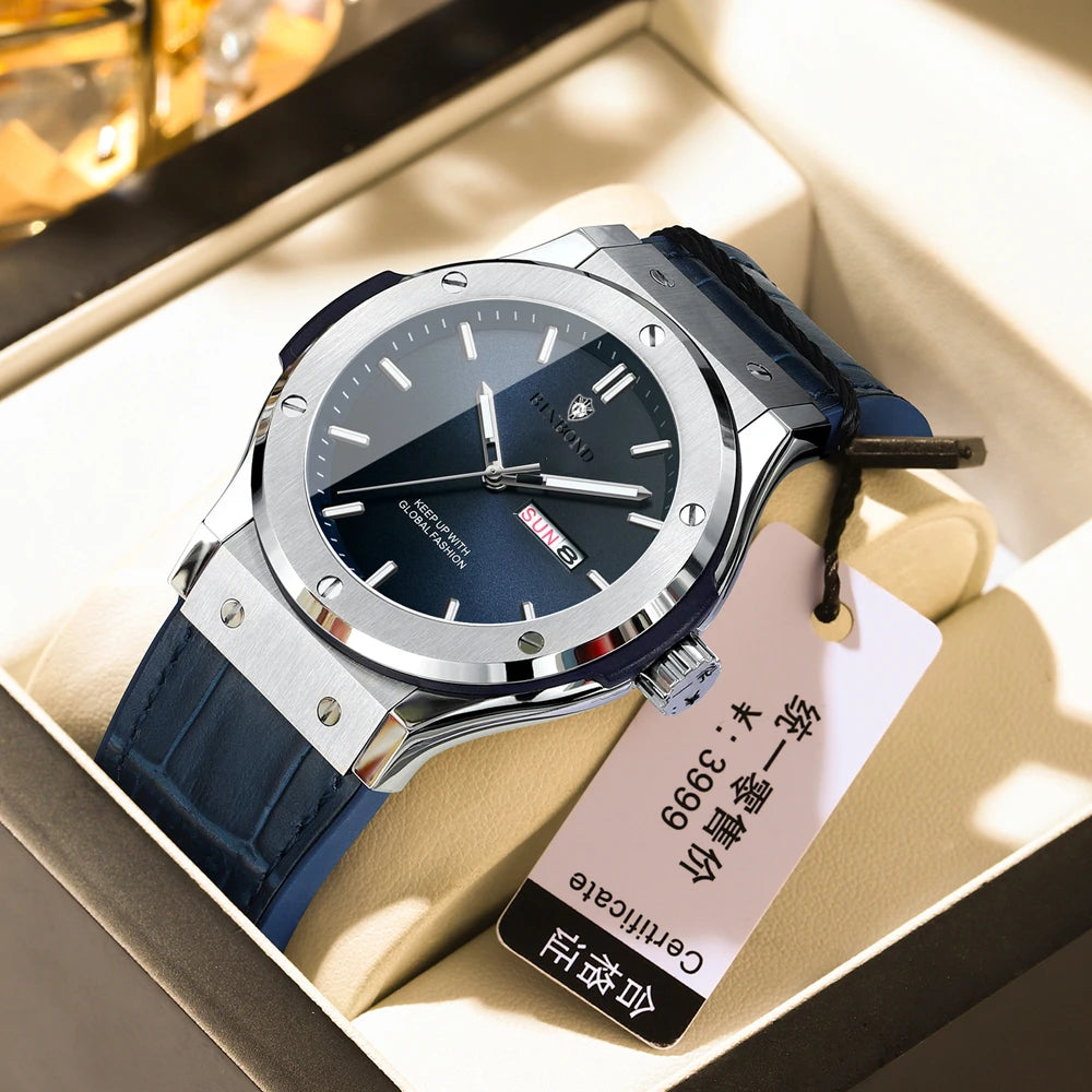 Férfi új, alkalmi, üzleti bőr óra, luxus férfi karóra, automata karórák, férfi divatkarórák, kvarc karórák, Relojes De Hombre