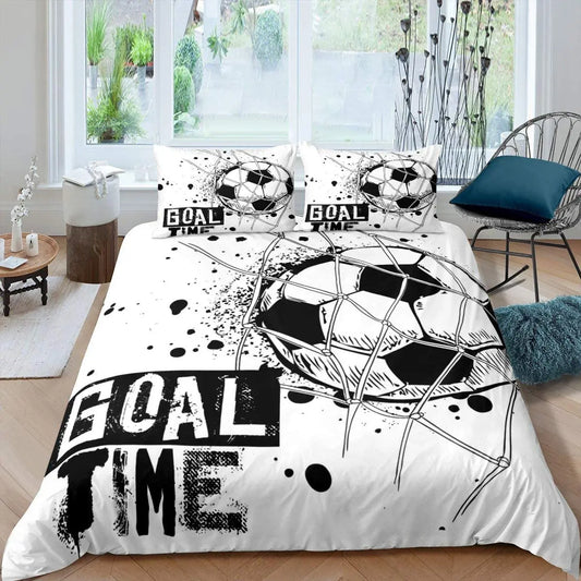 Kinder-Fußball-Bettbezug Queen Size, American-Soccer-Bettwäsche-Set, Sport-Bettdeckenbezug für Jungen, Mädchen und Kinder