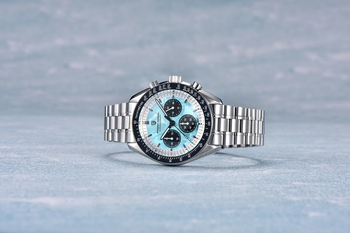PAGANI DESIGN – Nouvelle montre à quartz de luxe pour homme, dotée d’un cadran à motif météorite, chronographe sportif, verre saphir avec traitement antireflet.