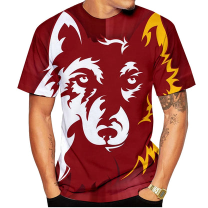 New summer Wolf print men's women's fashion creative 3D printed short sleeve T-shirt funny casual Digital print Tops kids tees