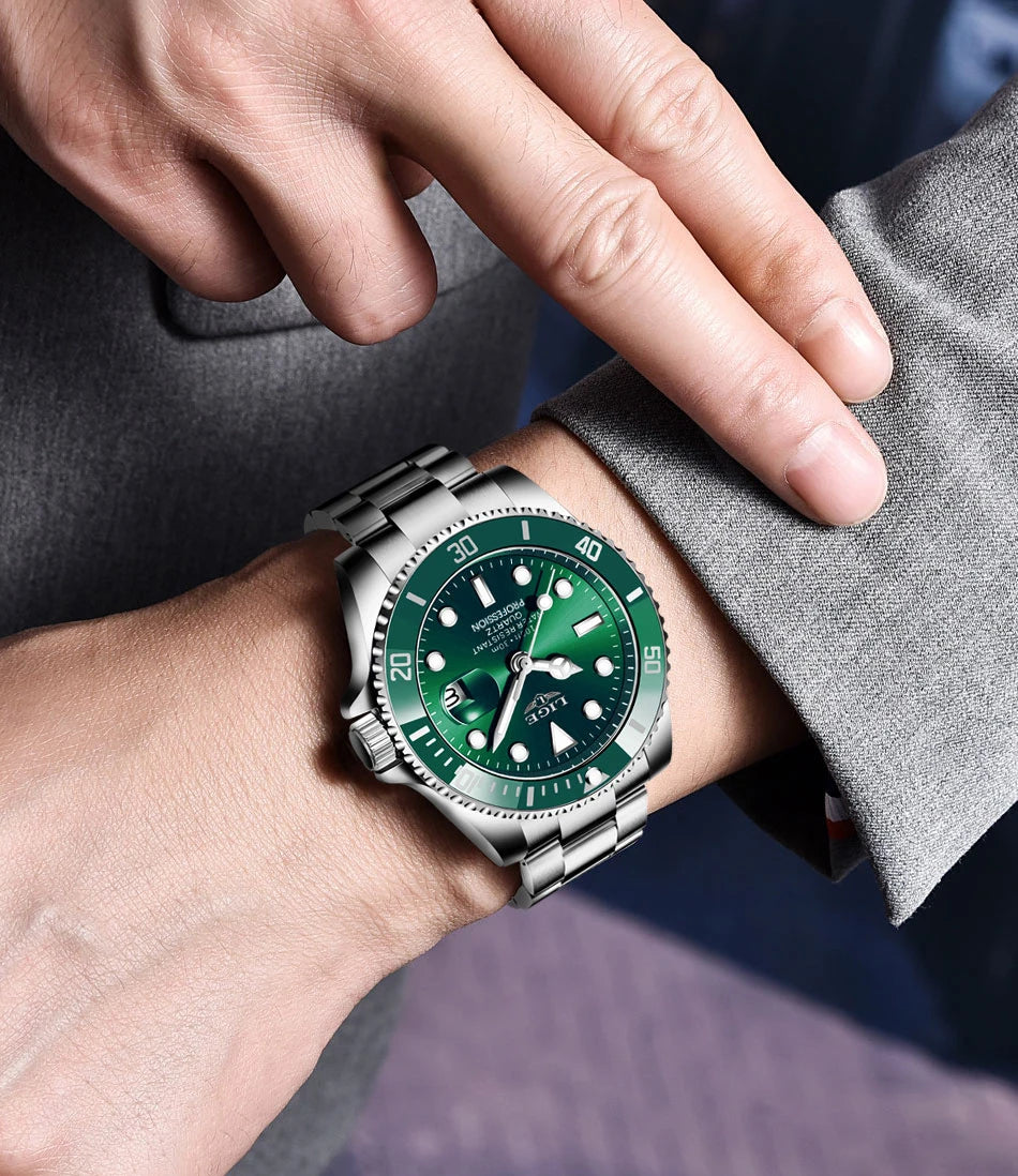 Montre pour homme LIGE – Chronographe à quartz, étanche, style décontracté et professionnel, accessoire de mode de luxe d'une grande marque.