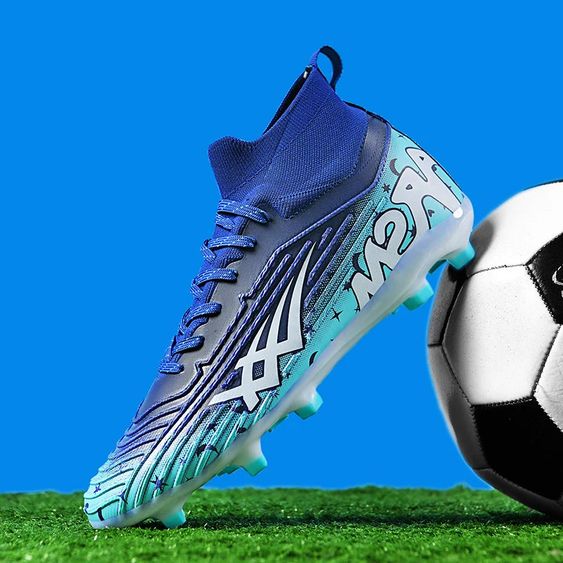 Chaussures de football pour hommes et femmes, chaussures de sport à crampons longs, idéales pour les étudiants, les matchs et l'entraînement.