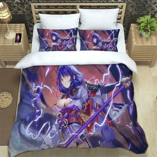 Anime Genshin Impact Bedding Set Boys Girls Twin Queen Size Duvet Cover Pillowcase Bed Kids Adult Fashion Home Textileextile