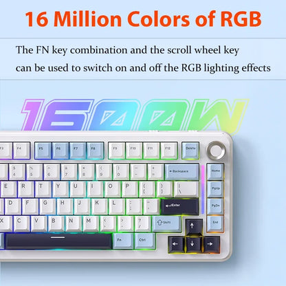 FREEWOLF F75 Gaming Mechanical Keyboard, 75% Tri-Mode Wireless Bluetooth, AULA F75 Same Model, RGB Hot Swappable PBT 4000mAh