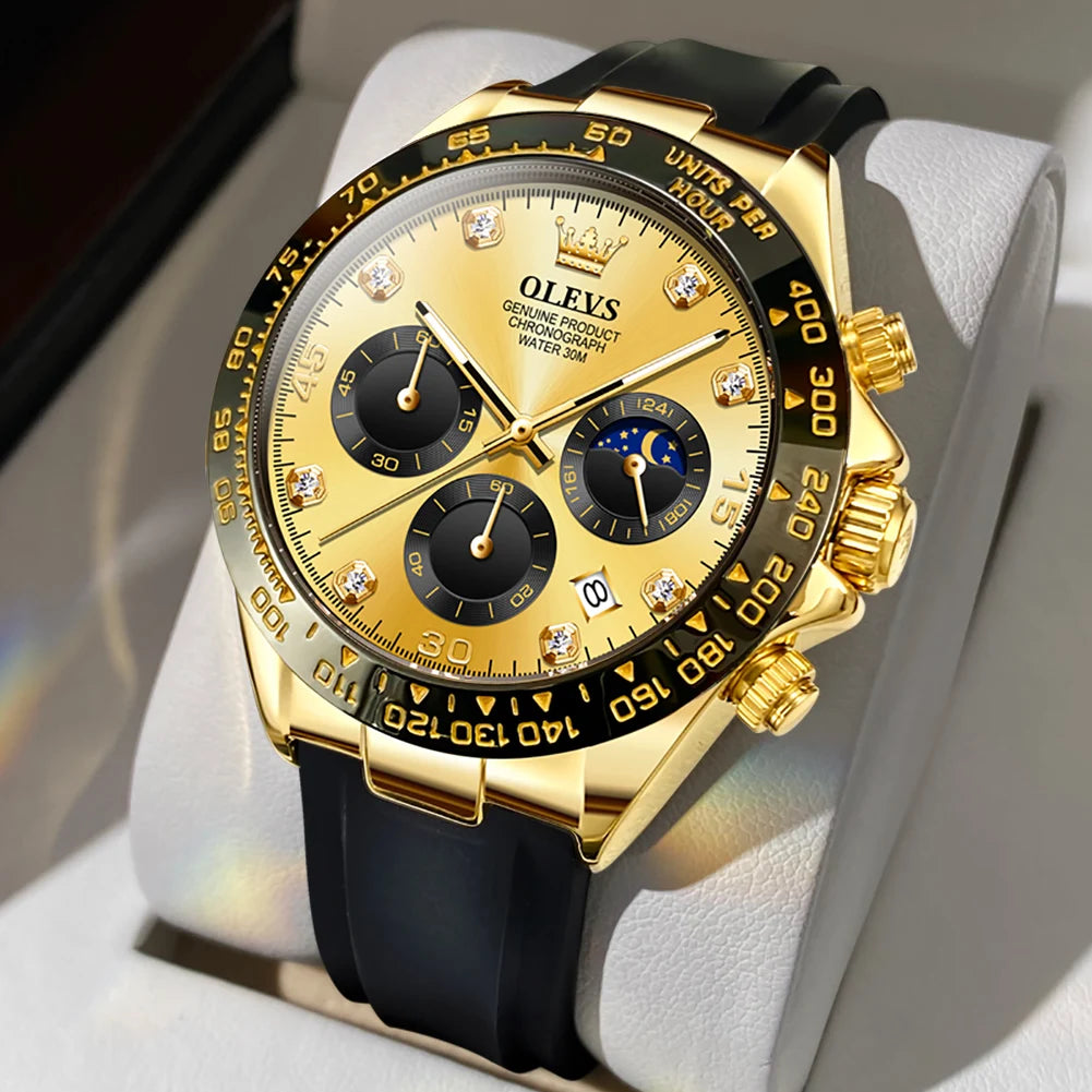 Montre pour homme OLEVS – Montre à quartz de luxe, étanche et luminescente, dotée d'un chronographe et d'un affichage de la date – Montre de sport pour homme d'une grande marque