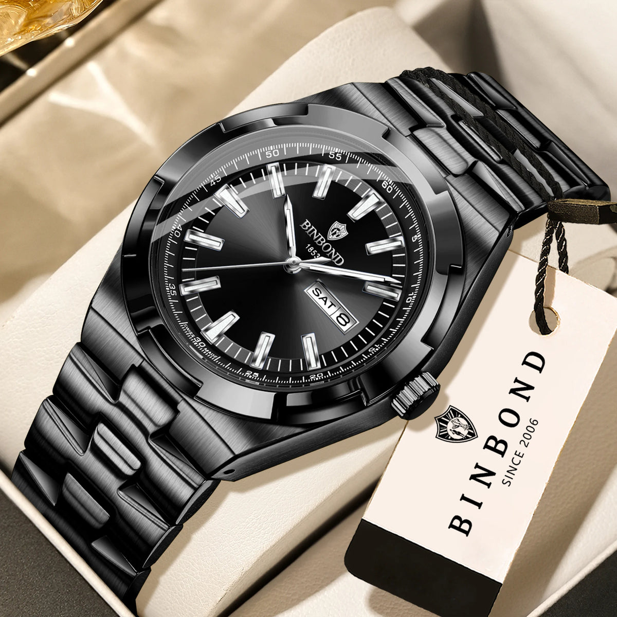 BINBOND stainless steel quartz watches for men – Luxury, water-resistant and luminescent watch – Original men’s model