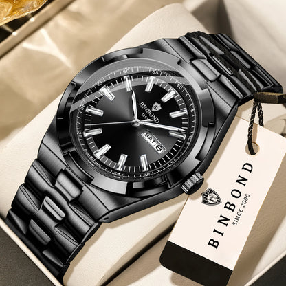BINBOND stainless steel quartz watches for men – Luxury, water-resistant and luminescent watch – Original men’s model