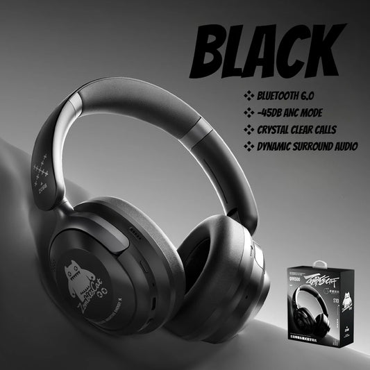Zombies Cat S10 ANC Bluetooth 6.0 casque-45dB suppression Active du bruit écouteur HiFi stéréo sur l'oreille fil/casque sans fil