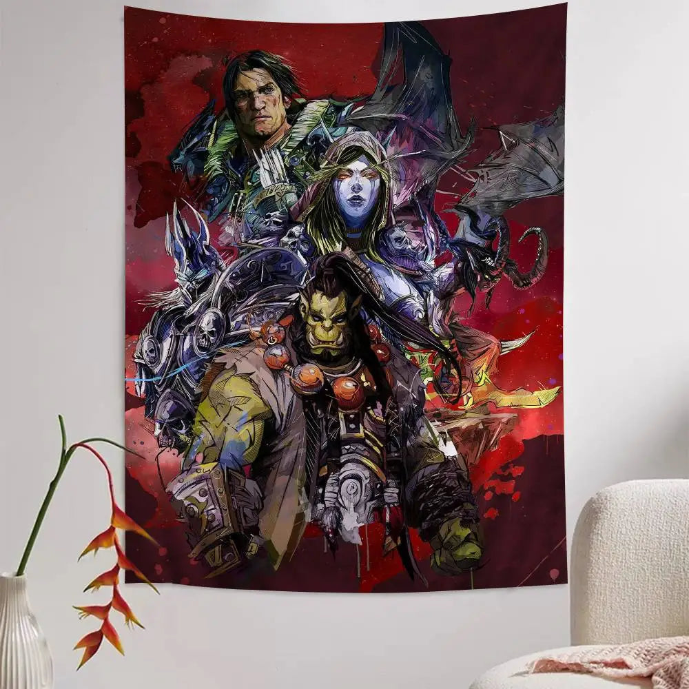 Vruća igra World of Warcraft, veliki zidni tapiserija s printom, jeftini hipi zidni ukrasi, boemski zidni tapiserije, mandala, kućni dekor