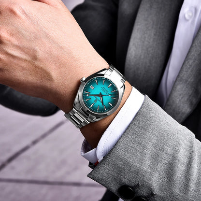 Luxe herenhorloge van PAGANI DESIGN – Mechanisch automatisch model (kaliber 8215), van roestvrij staal, waterdicht, met datumweergave en lichtgevende wijzers