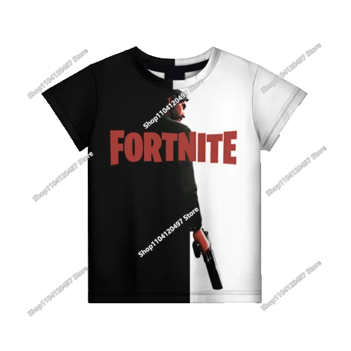 Лятна модна детска тениска с Fortnite талисман и 3D принт, ежедневна T-shirt за момчета и момичета, унисекс детско облекло, горнище