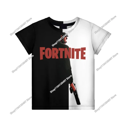 Лятна модна детска тениска с Fortnite талисман и 3D принт, ежедневна T-shirt за момчета и момичета, унисекс детско облекло, горнище