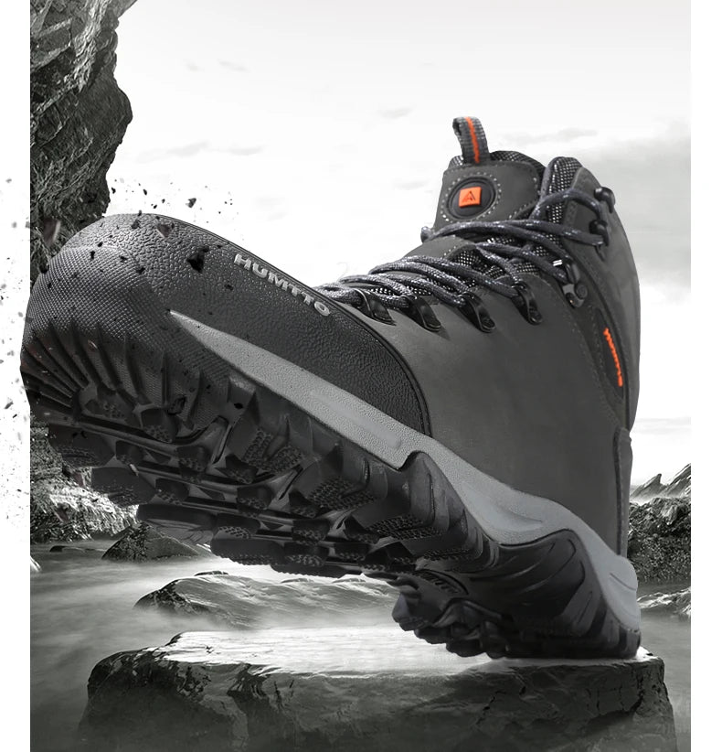 HUMTTO Buty trekkingowe męskie wodoodporne buty myśliwskie taktyczne pustynne buty bojowe za kostkę do trekkingu dla mężczyzn i kobiet ciepłe skórzane sneakersy
