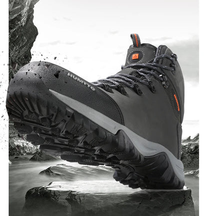 HUMTTO Buty trekkingowe męskie wodoodporne buty myśliwskie taktyczne pustynne buty bojowe za kostkę do trekkingu dla mężczyzn i kobiet ciepłe skórzane sneakersy