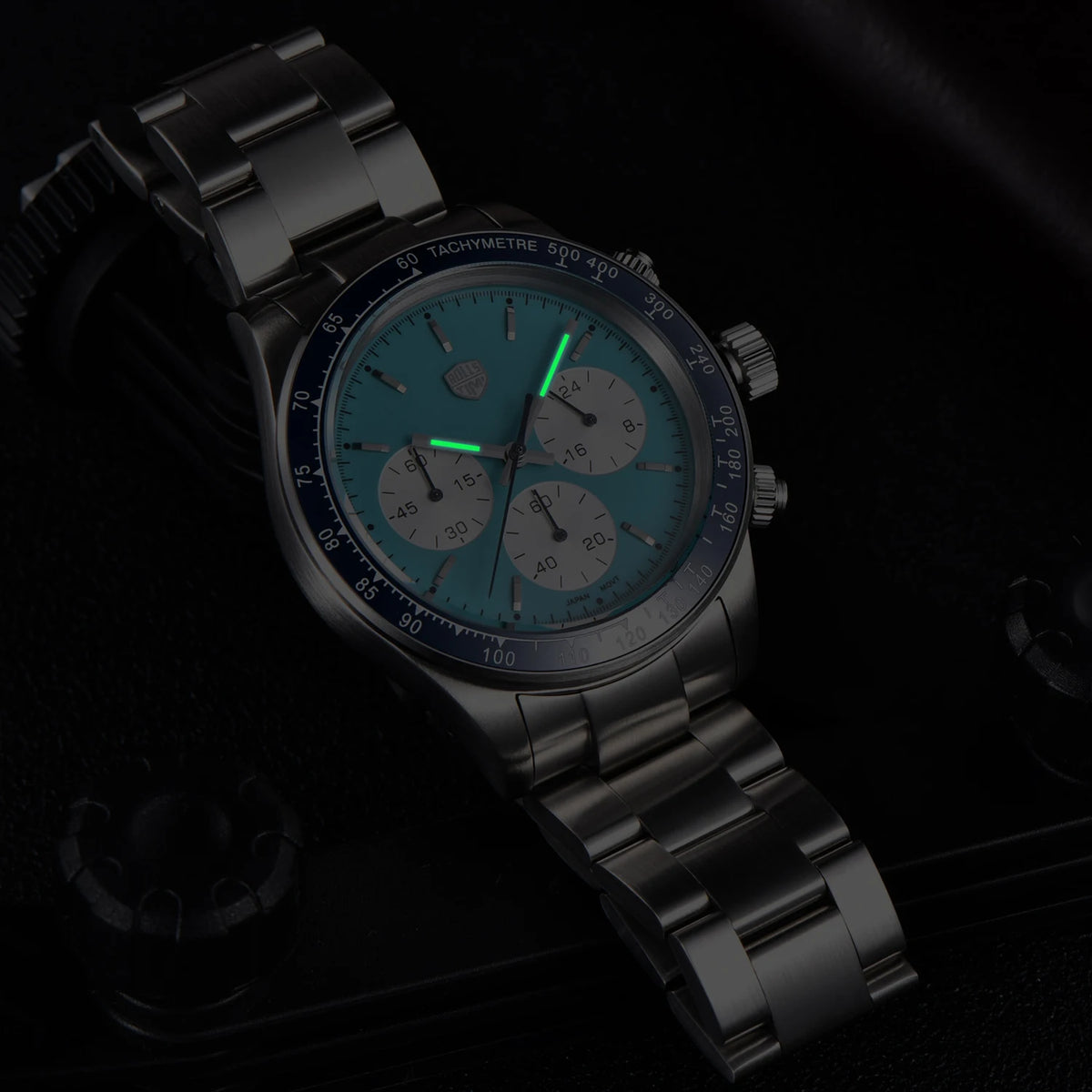 Zegarek męski RollsTimi – luksusowy chronograf kwarcowy, szafirowe szkło z powłoką antyrefleksyjną, wodoodporny, podświetlany – pomysł na prezent dla mężczyzny