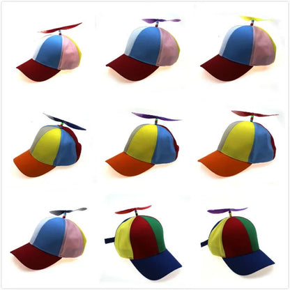 Fashion Colorful Bamboo Dragonfly Patchwork Baseball Cap Adult Kid Helicopter Propeller Funny Cotton Parent-child Snapback Hats