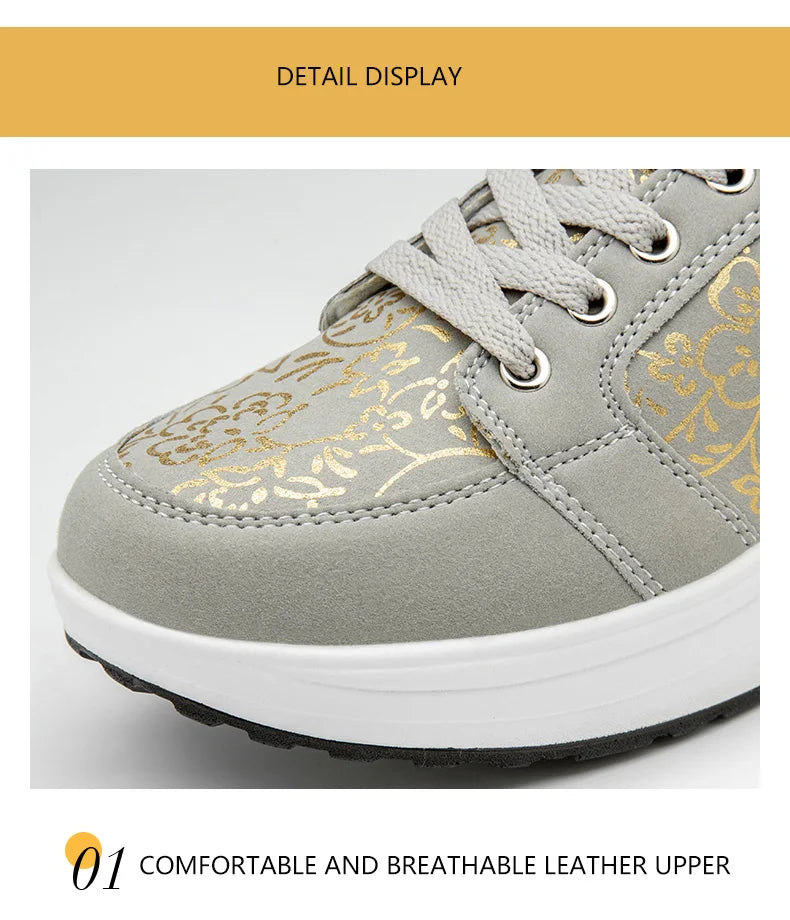 Women’s Leather Casual Sneakers Fashion Comfortable Platform Walking Shoes Wedge Moccasins Breathable Loafers Zapatos De Mujer