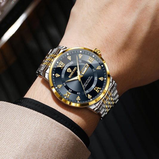 Orologio da polso al quarzo di lusso BINBOND da uomo – Impermeabile, luminescente, con indicazione del giorno della settimana – Stile business, sportivo, alla moda e casual