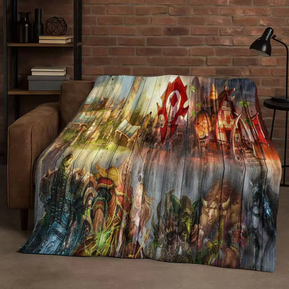 3D WOW World of Warcraft Game Demon Hunter Arthas Cartoon Flannel Blanket,Ultra Soft Plush Throw for Home Bedroom Bed Sofa Cover