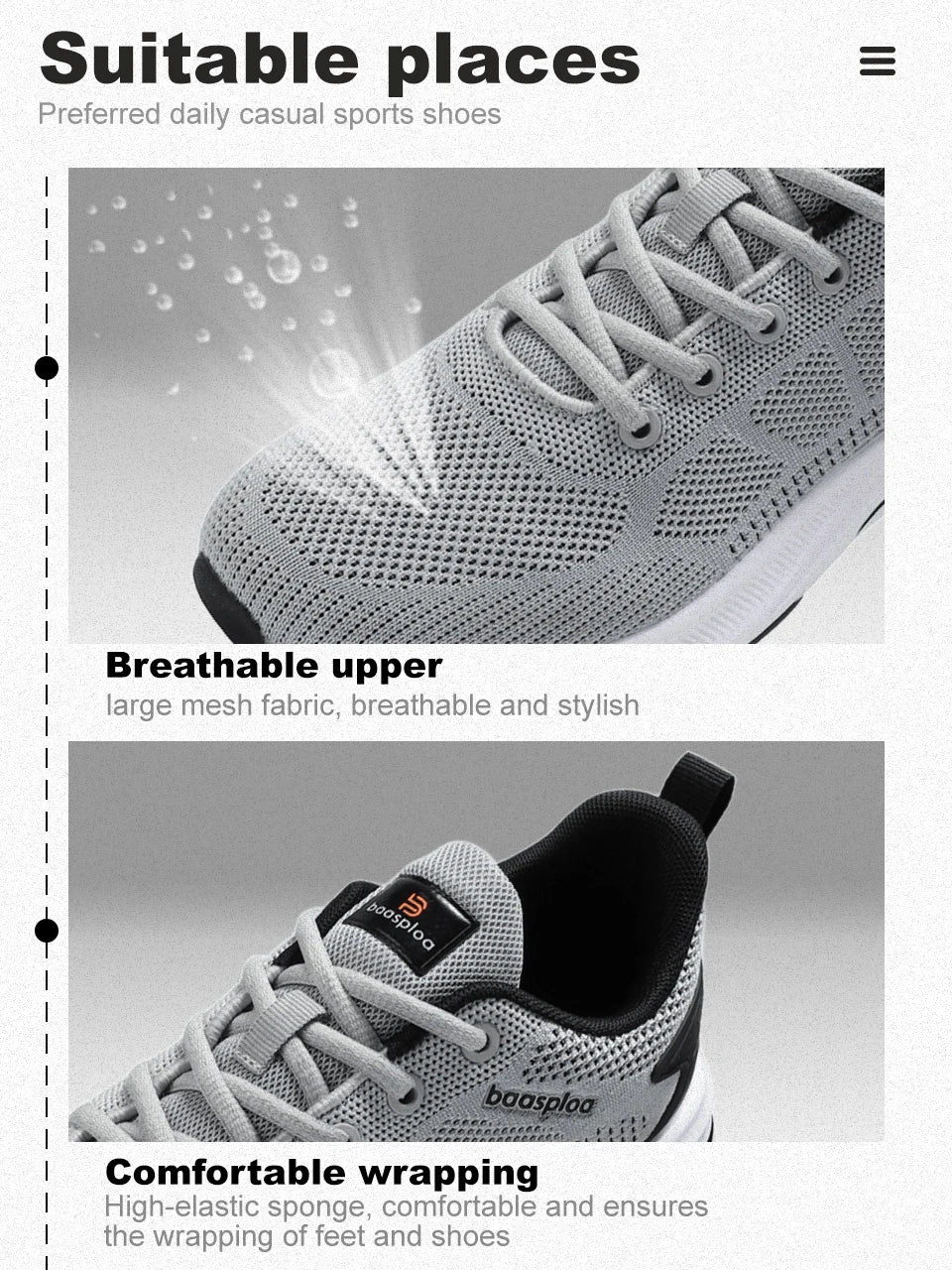 Baasploa løbesko til mænd – mærke, designer, mesh, casual sneakers, letvægts, snøresko, nye herresko til udendørs sport og tennis