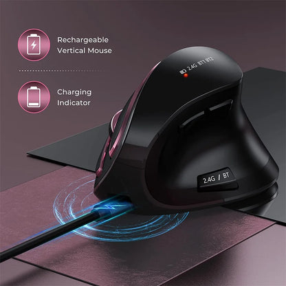Ratón vertical inalámbrico Jomaa 2.4G+Bluetooth para Apple Mac, portátil y notebook, 9 botones, ratón gaming recargable para PC y iPad