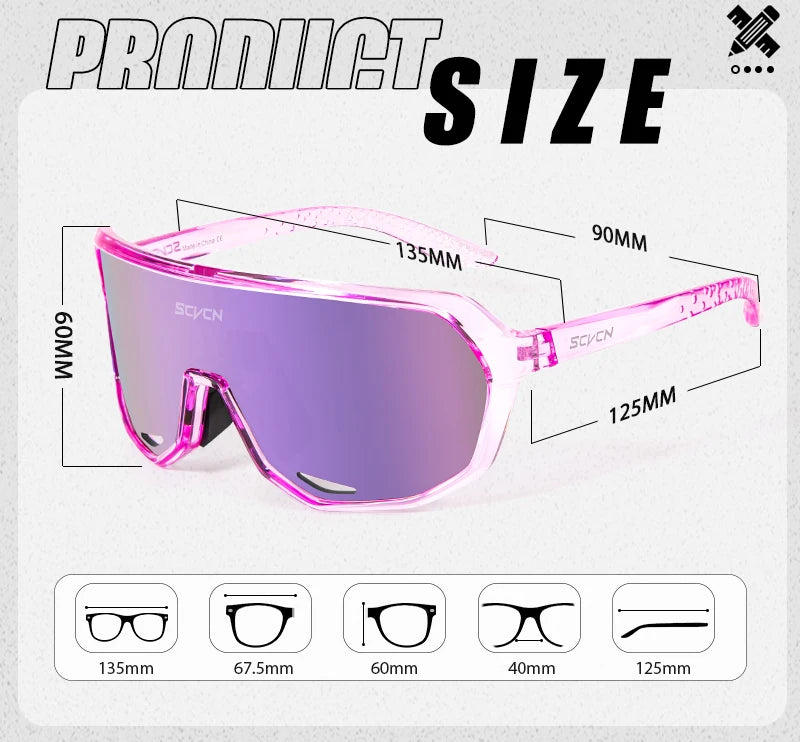 SCVCN New Outdoor Cycling Glasses Bike Sunglasses Men UV400 Eyewear Sports MTB Goggles Bicycle Women Riding Hiking Sunglasses