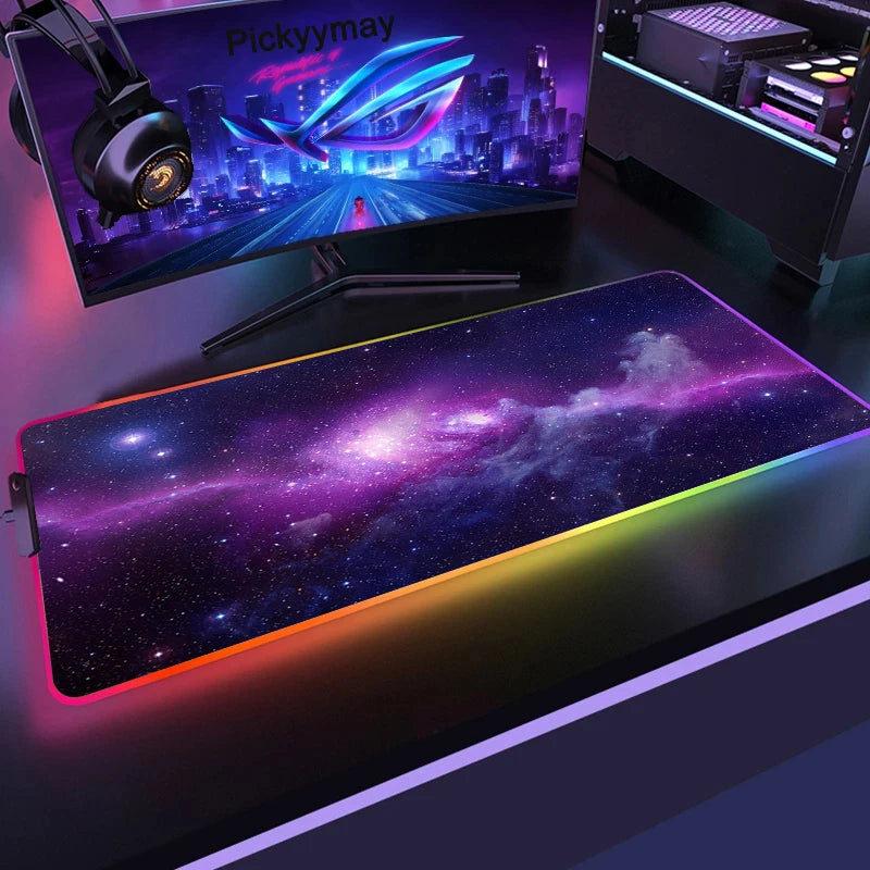 Velika RGB podloga za gaming miš, LED podloga za miš, gamerska podloga za stol, podloga za PC stol, RGB podloga za tipkovnicu XXL 90x40cm