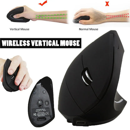 Ratón inalámbrico 2.4G vertical gaming ergonómico 1600DPI para PC, portátil y oficina, mini ratón gaming