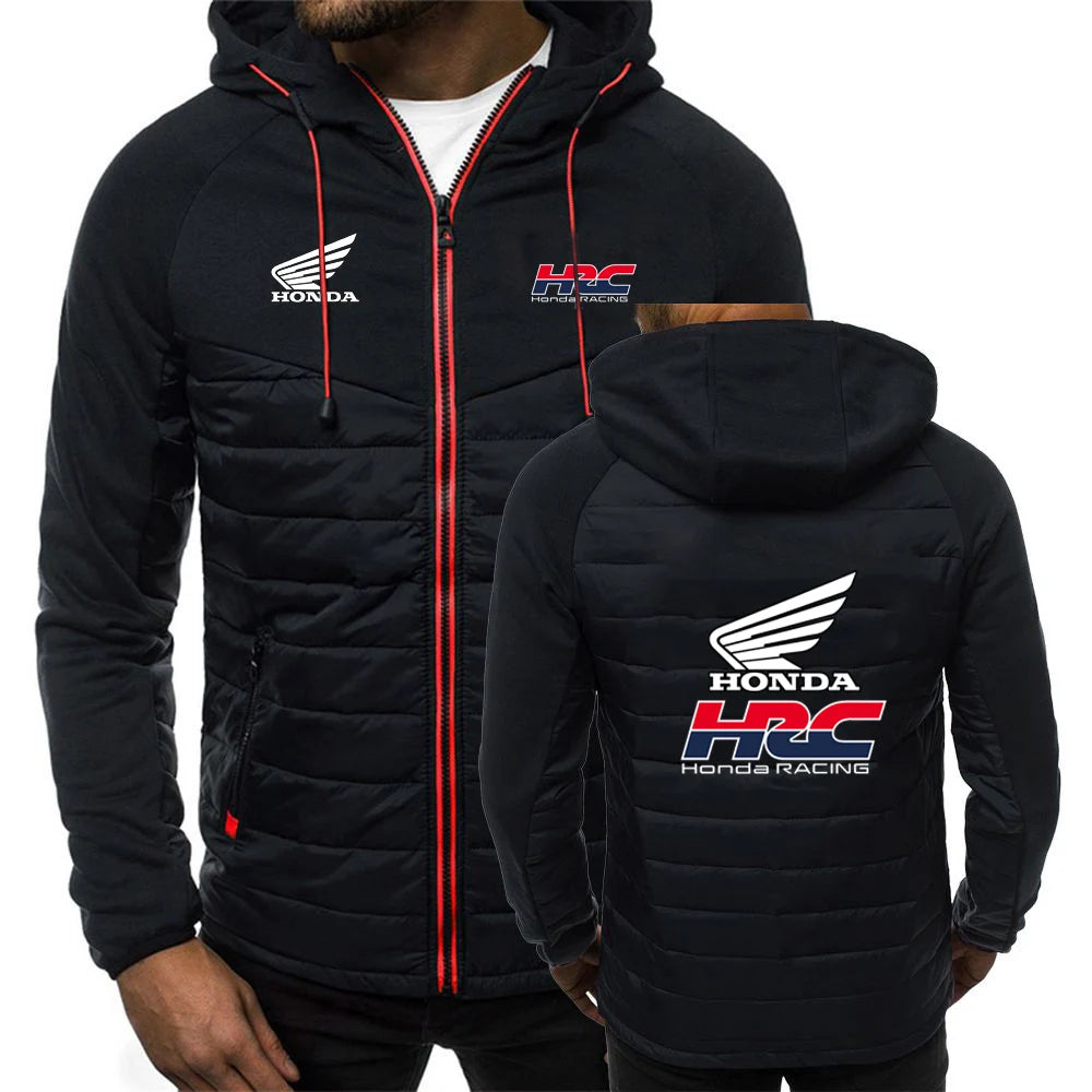 2025 Spring And Autumn Comfortable Jacket Slim Coat Men's New Seven-color Cotton-padded Honda racing Print Patchwork Hoodies
