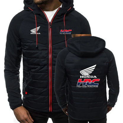 2025 Spring And Autumn Comfortable Jacket Slim Coat Men's New Seven-color Cotton-padded Honda racing Print Patchwork Hoodies