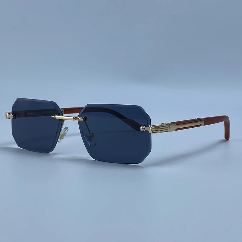 Keret nélküli téglalap alakú napszemüveg férfiaknak, luxus kivitel, vintage, geometrikus, négyzet alakú napszemüveg, férfi retro punk szemüveg, vezetési napszemüveg