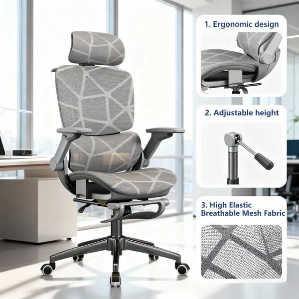 Air Titan Full Mesh Ergonomic Office Gaming Chair with Three Zone Lumbar Support, Ventilated Computer Desk Chair for Students, Work & Gaming