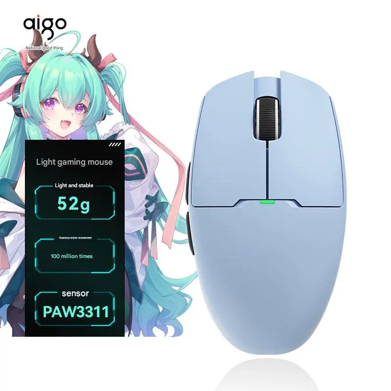 Aigo GM80 PLUS PRO trådløs Bluetooth-mus PAW3311/PAW3395 letvægts 1000HZ kablet gaming- og e-sportsmus med tre tilstande – gave