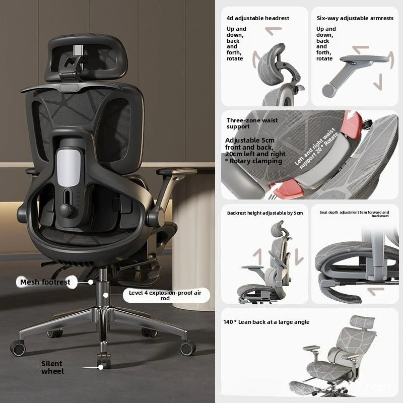 Sedia da ufficio e gaming ergonomica Air Titan Full Mesh per computer, con supporto lombare a tre zone e design ad alta ventilazione per scrivania da studente