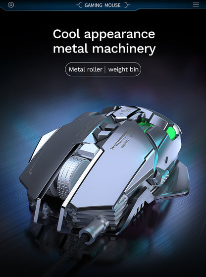 Przewodowa mechaniczna mysz gamingowa RGB 6400 DPI do PC i e-sportu z magnetycznym mocowaniem, DIY i przeciwwagą